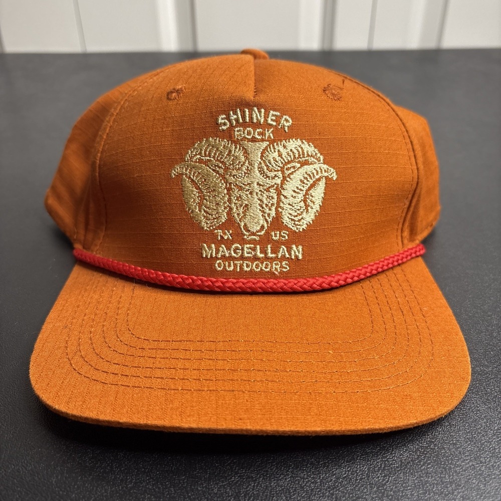 Magellan Outdoors Shiner Bock Ram Snapback Hat Orange Mens OSFM Rope Cap